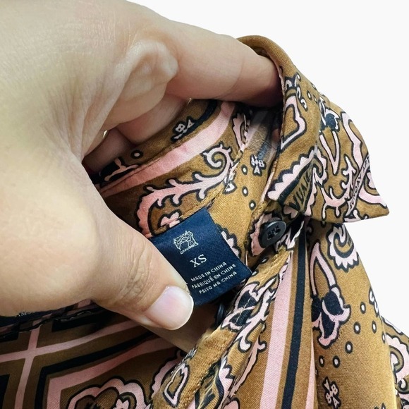 SCOTCH & SODA Bandana Printed Yellow Viscose Satin Shirt Size XS - Picture 7 of 12